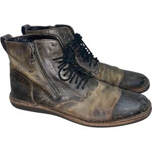 John Varvantos Star USA BARRETT Brown Leather Side Zip Ankle Boots   Size: 10M